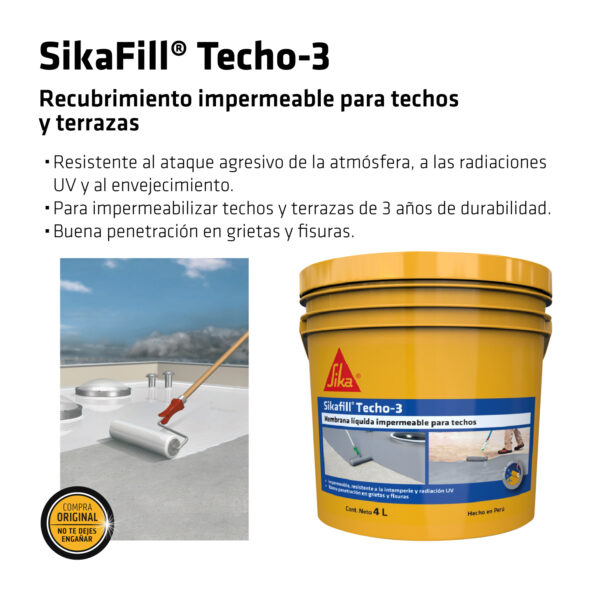 SikaFill® Techo-3 Gris x 4L - Imagen 4
