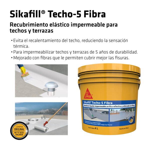 SikaFill® Techo-5 Fibra Gris x 4L - Imagen 4