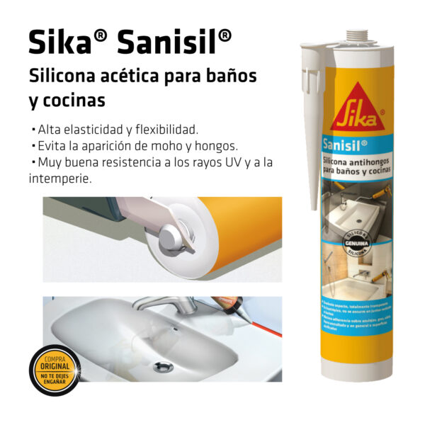 Sika® Sanisil® Blanco x 280ML - Imagen 6