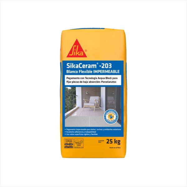 SikaCeram 203 Blanco Flexible Impermeable x 25kg - Imagen 1